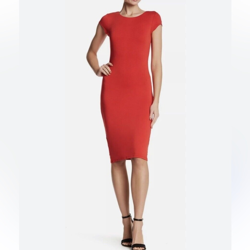 Velvet Torch Red Bodycon Mini Dress Cap Sleeve